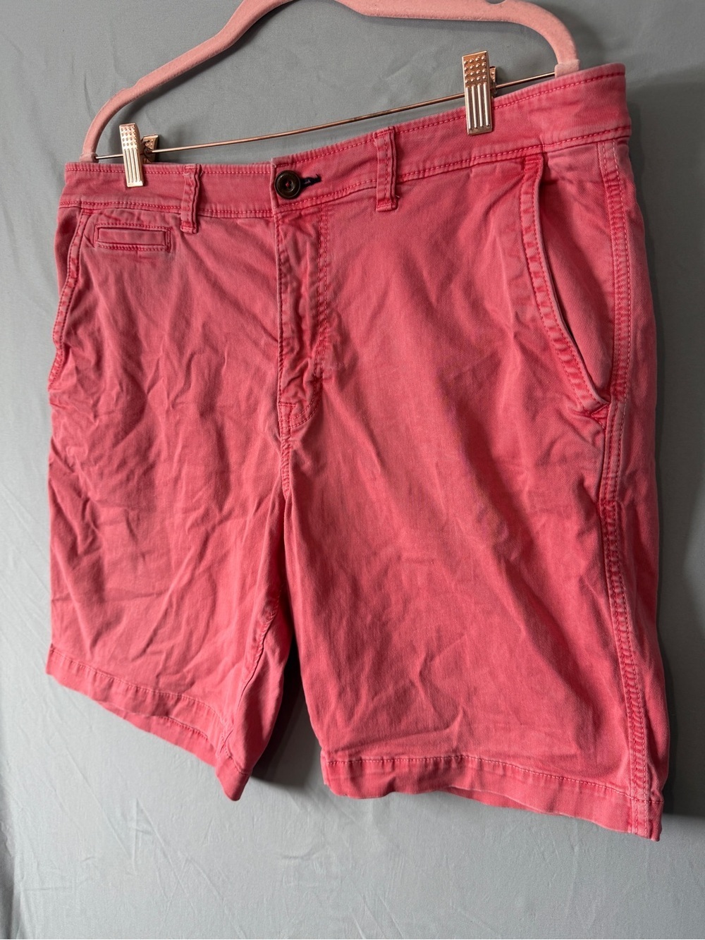 American Eagle Mens Active Flex Classic Chino Shorts Size 36 Salmon Pink Preppy - Picture 3 of 9